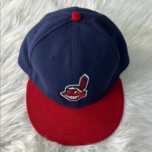 Cleveland Indians fitted size 7 1/2 cap. Worn. New era.